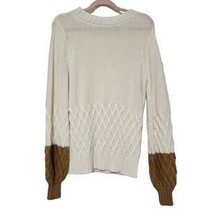 Crown & Ivy women's sweater is a long-sleeve balloon-sleeve cable knit top